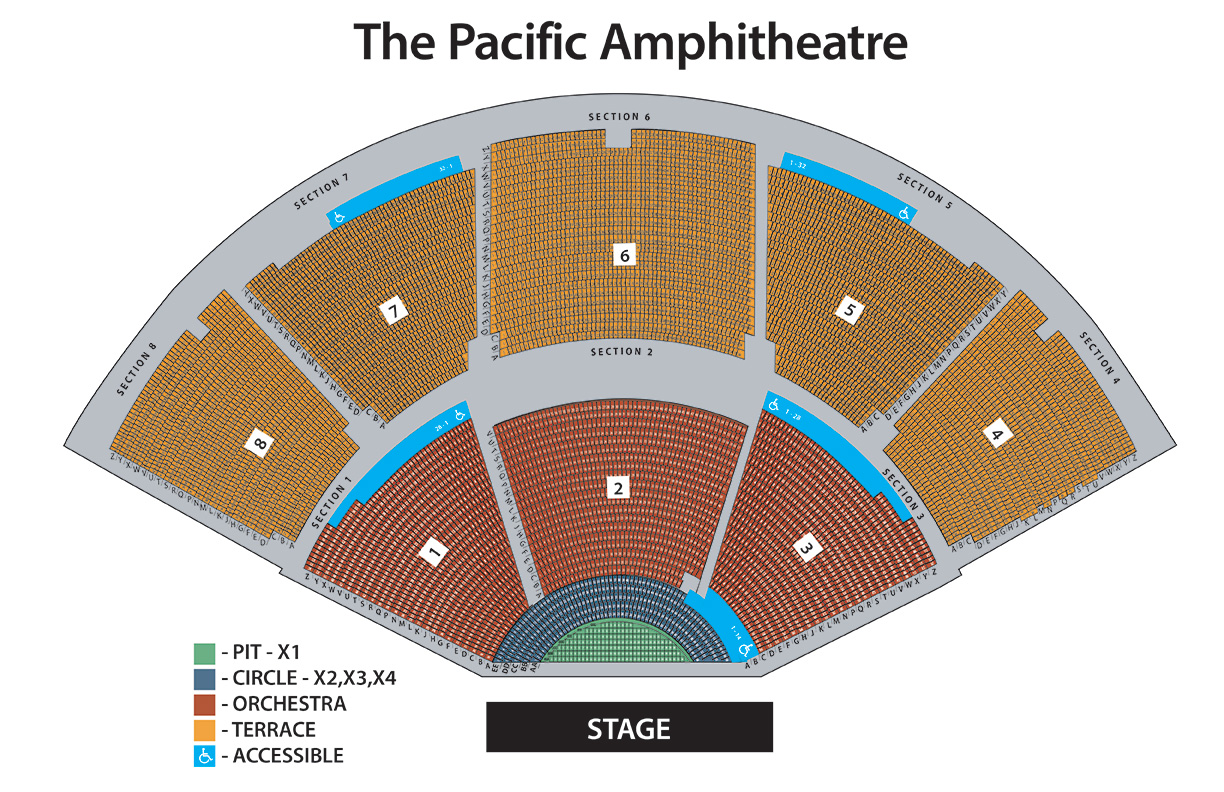 Seating Chart Pacific Amphitheatre Summer Concert Series Costa Mesa Ca